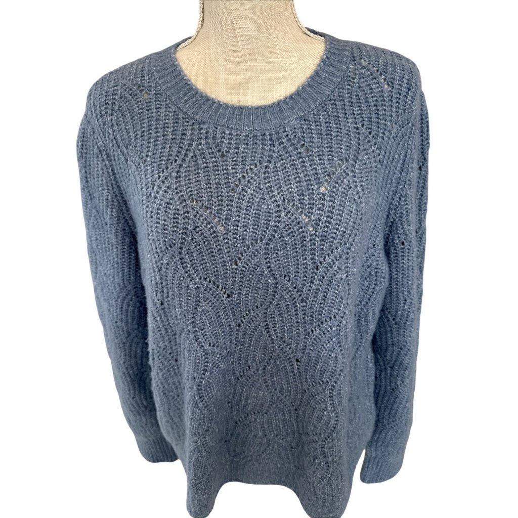 Dkny Jeans Xl Blue Cable Knit Sweater For Women